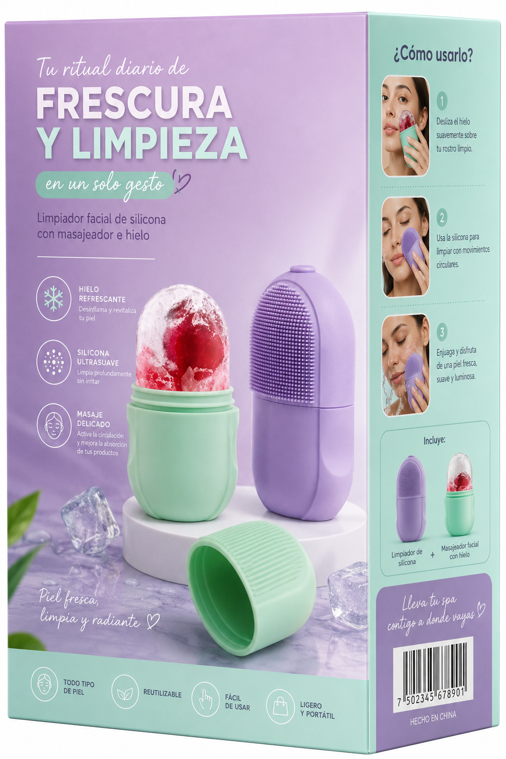 Molde Facial de Hielo 2 en 1 – Limpieza Profunda y Efecto Reafirmante