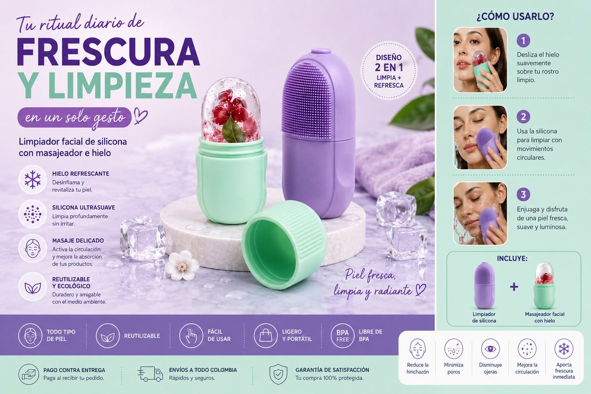 Molde Facial de Hielo 2 en 1 – Limpieza Profunda y Efecto Reafirmante